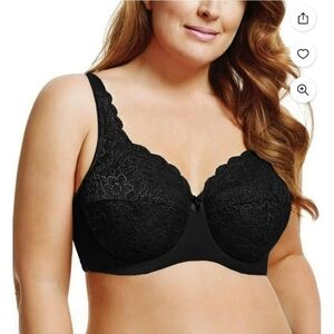 NWT Elila Black Floral Lace Bra ~40H